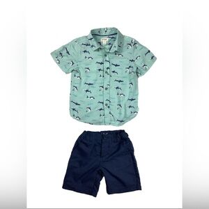Cate & Jack Boys Shark Print Button Down Shirt and Shorts Size: 5T